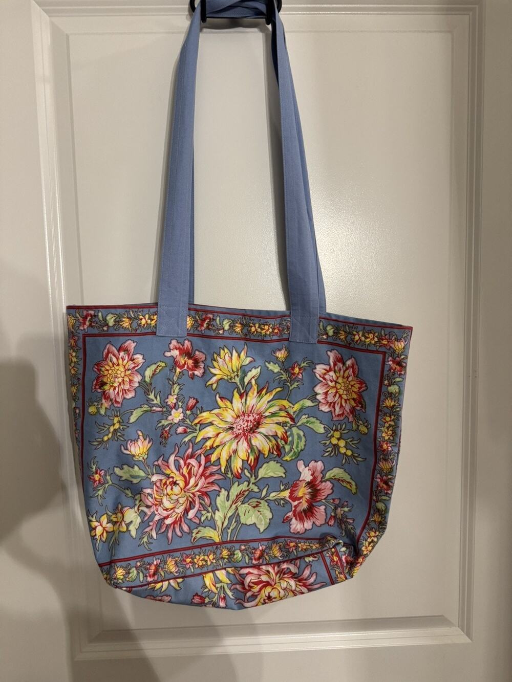 April Cornell Cottage Rose Market Bag BLUE -Tote Purse